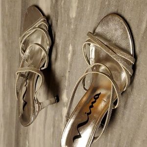 Silver sparkly heels size 7 1/2 m by Nina
